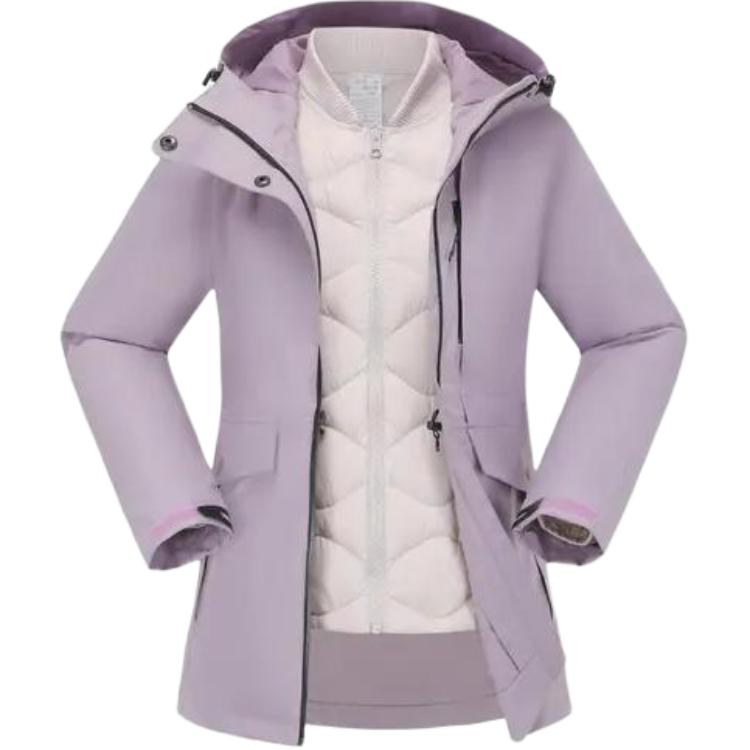 

DECATHLON Водонепроницаемая и теплая ветровка женская, Purple/Light Gray