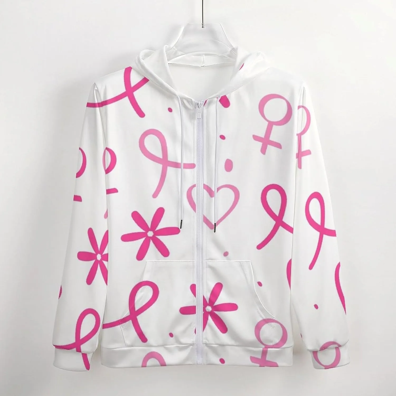 Толстовка с капюшоном на молнии Breast Cancer Awareness Month, оверсайз — фото 4