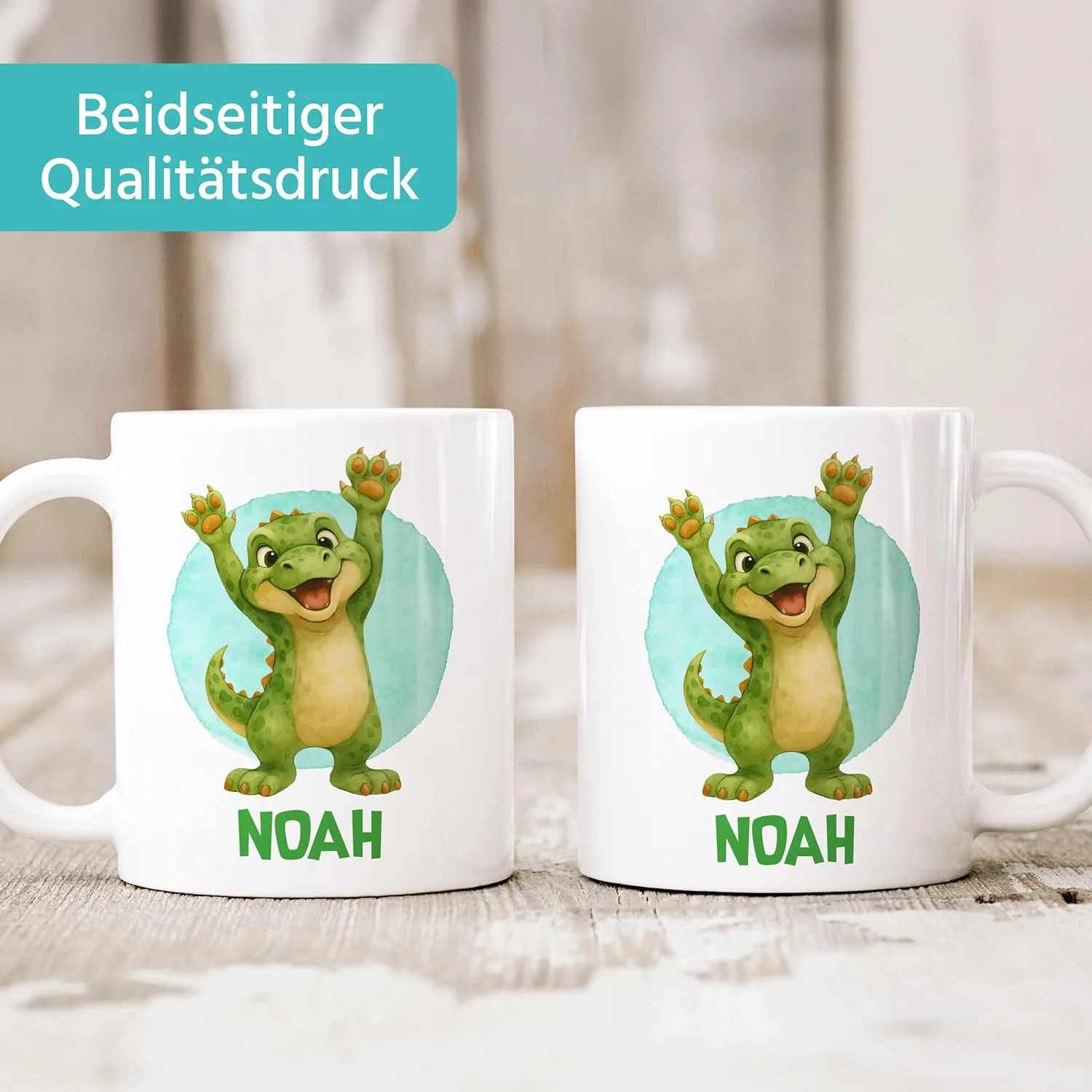 Керамическая кружка Dino Gift с именем для детей, белая SpecialMe — фото 2