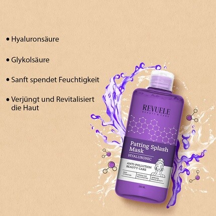 Маска для лица Revuele — Patting Splash Hyaluronic Acid Mask - защищает кожу от загрязнений и ежедневного стресса, 250 мл — фото 2