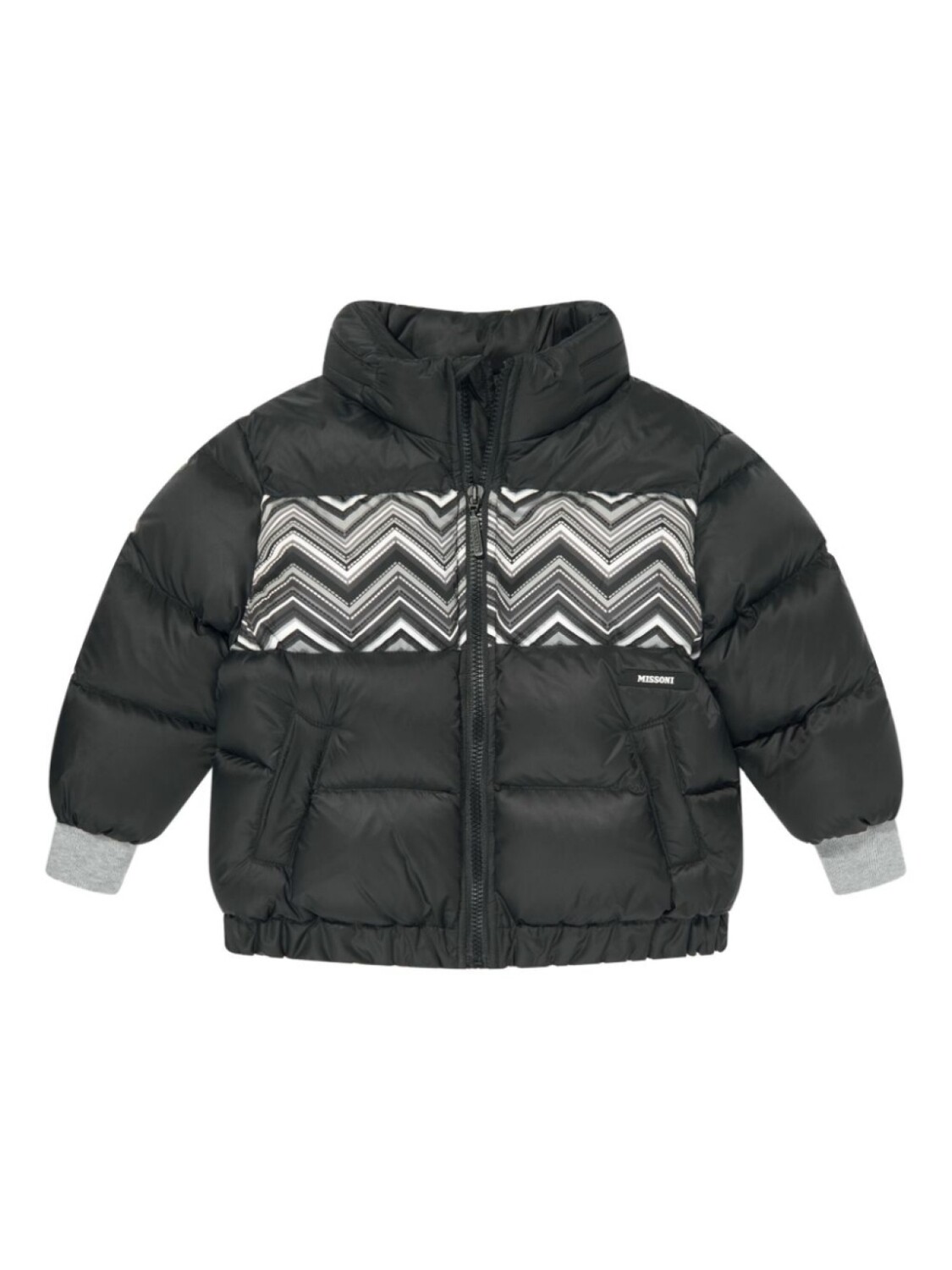 

Missoni Kids стеганая куртка с зигзагообразным принтом, черный
