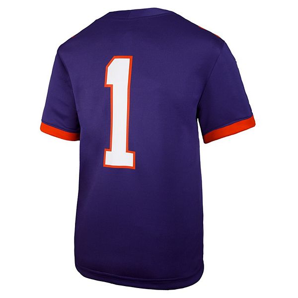 Молодежная реплика игровой футболки clemson tigers untouchable #1 purple Nike — фото 4