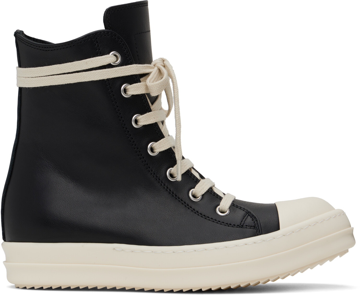 Черные кроссовки Hollywood из телячьей кожи Rick Owens, Black/Milk/Milk
