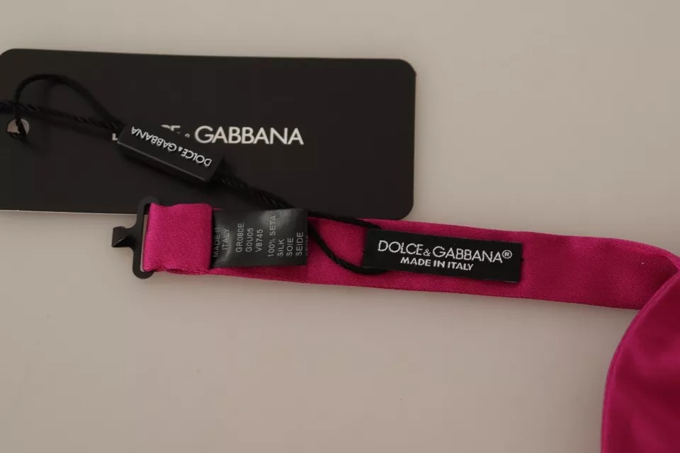 Розовый 100% шелковый регулируемый галстук-бабочка для мужчин Dolce & Gabbana — фото 4