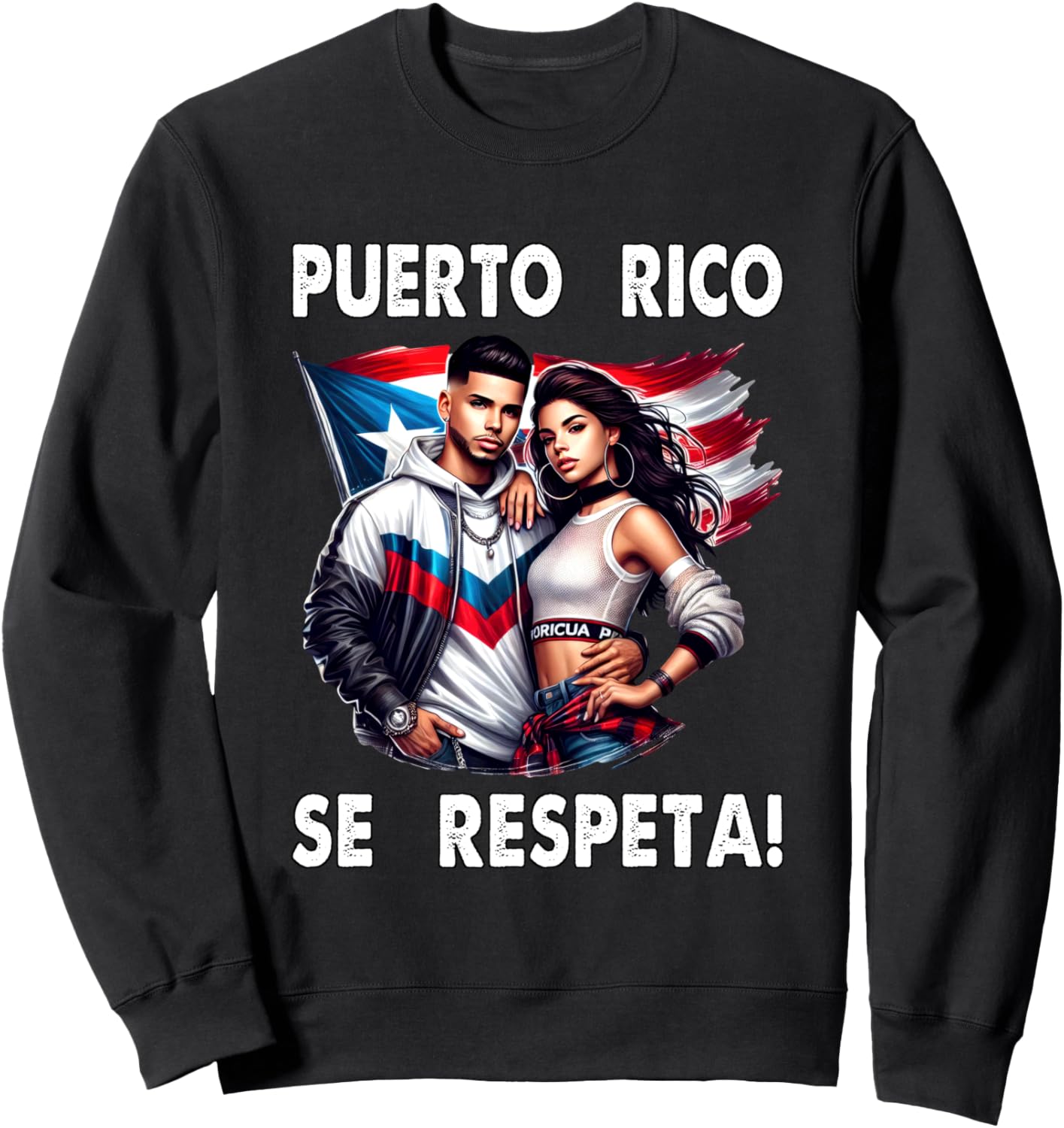 

Толстовка с изображением флага Puerto Rico Se Respeta Boricua для пары PR Puerto Rico Se Respeta Collection, More Here, черный