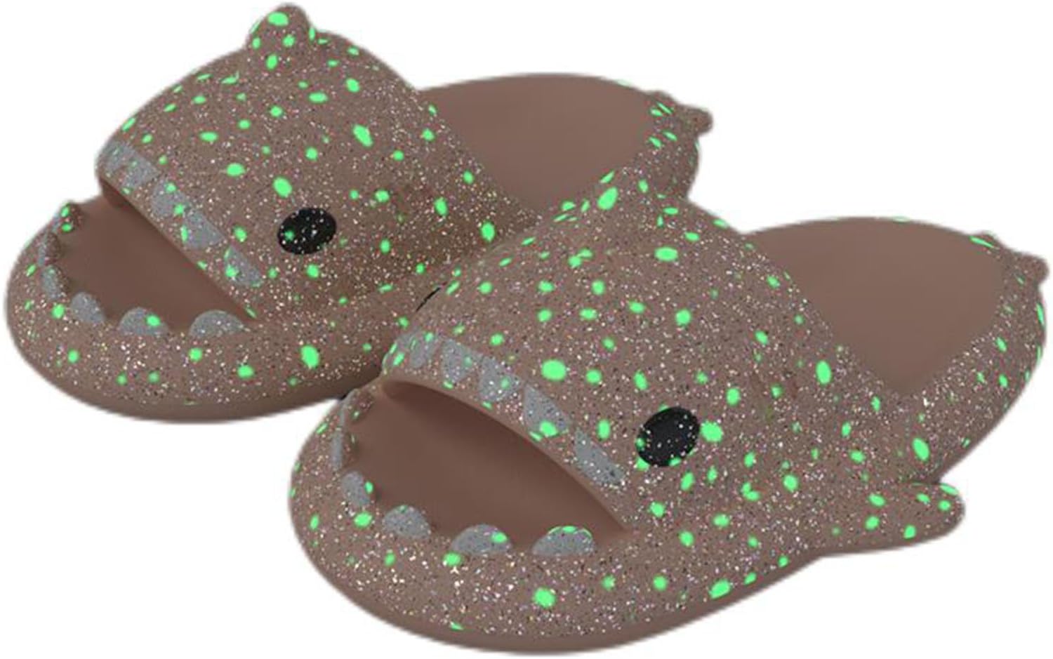 

Тапочки Zureto Galaxy с акулами, 3D тапочки с акулами светящиеся в темноте, с толстой подошвой, противоскользящие, открытые носки, сандалии с акулами