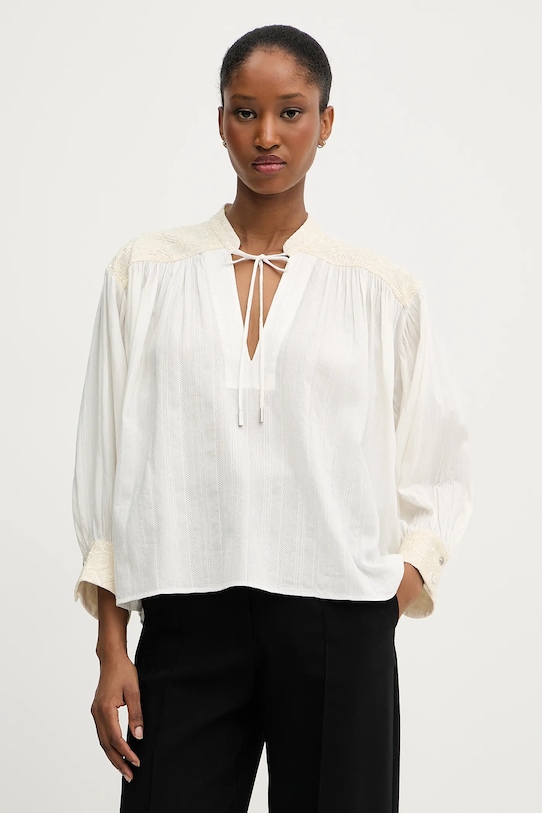 

Хлопковая блузка c_brodes BOSS Orange, бежевый