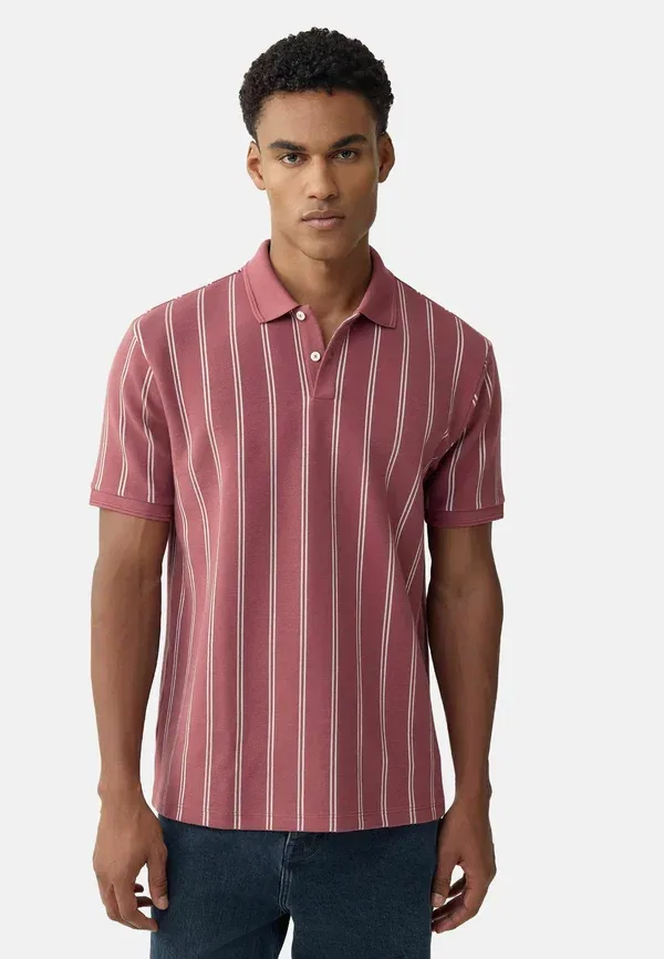 Поло Next, Veritcal stripe regular fit, розово-белый