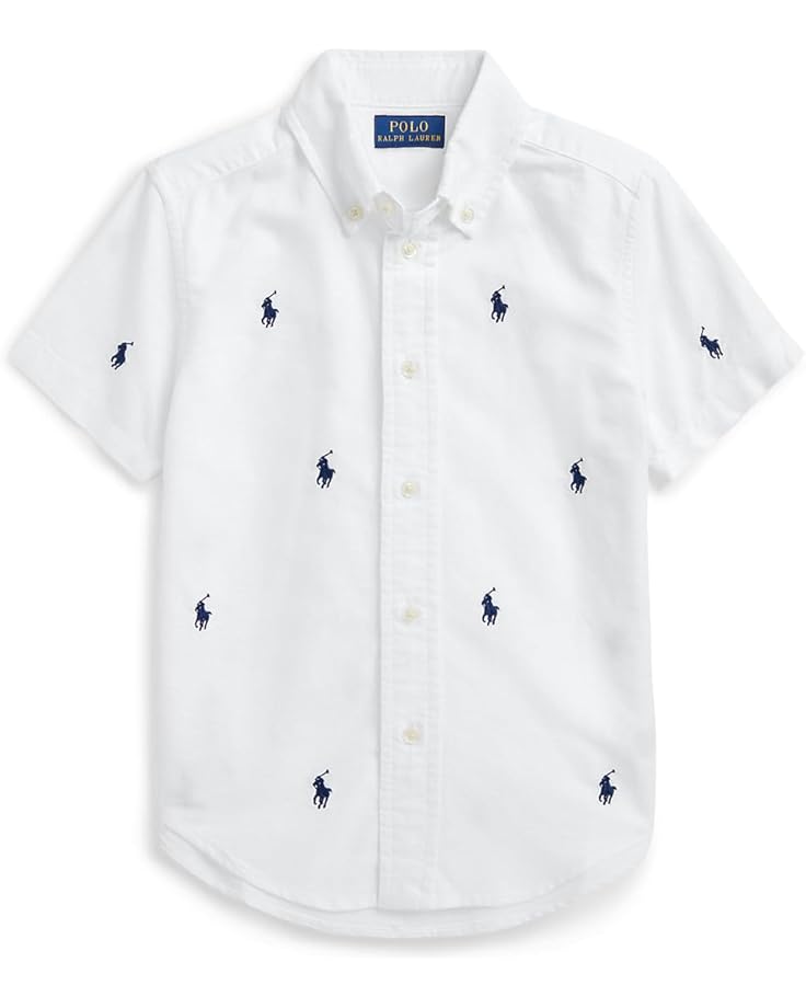 

Поло Polo Ralph Lauren Kids Polo Pony Oxford Short Sleeve Shirt, цвет White/Navy