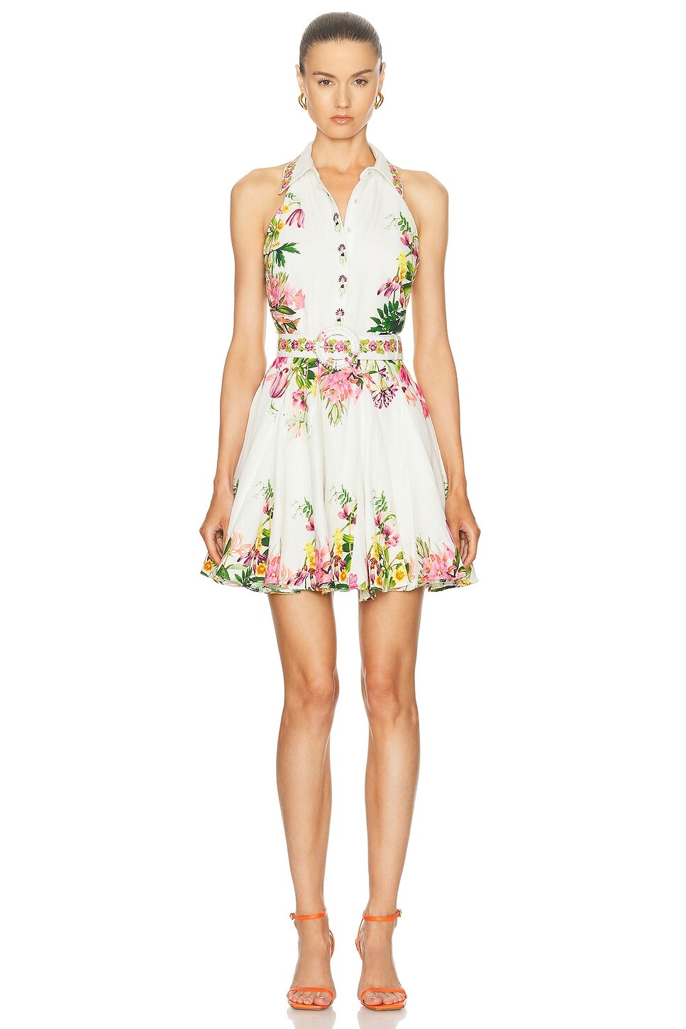 

Короткое платье Taha с пряжкой и поясом Hemant And Nandita, цвет White Floral