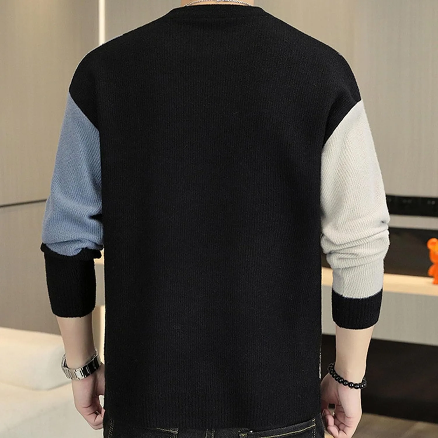 Мужской свитер с контрастными лацканами Slim Fit — фото 2