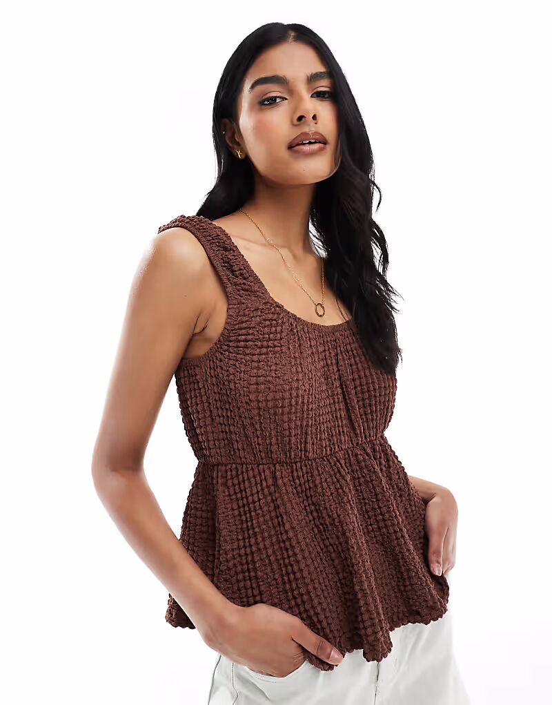 

Текстурированный топ-бэби-долл ASOS DESIGN коричневого цвета