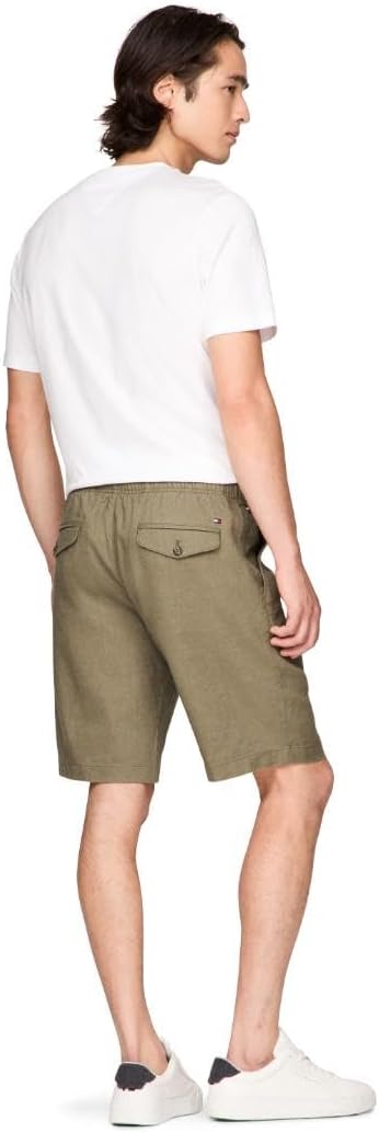 Мужские летние льняные шорты Tommy Hilfiger 10 дюймов свободного кроя, Army Green — фото 3