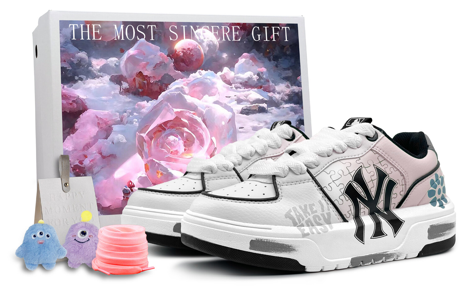 

Кроссовки MLB Chunky Liner Skateboarding Shoes Unisex Low-top Gray/Pink, серый/розовый