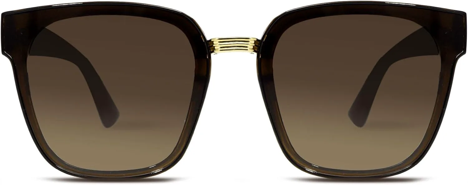 

Солнцезащитные очки в стиле ретро 70-х, квадратной формы, для женщин и мужчин, большие, винтажные, модные, с защитой UV400 TYA, Brown Frame - Gradient Brown