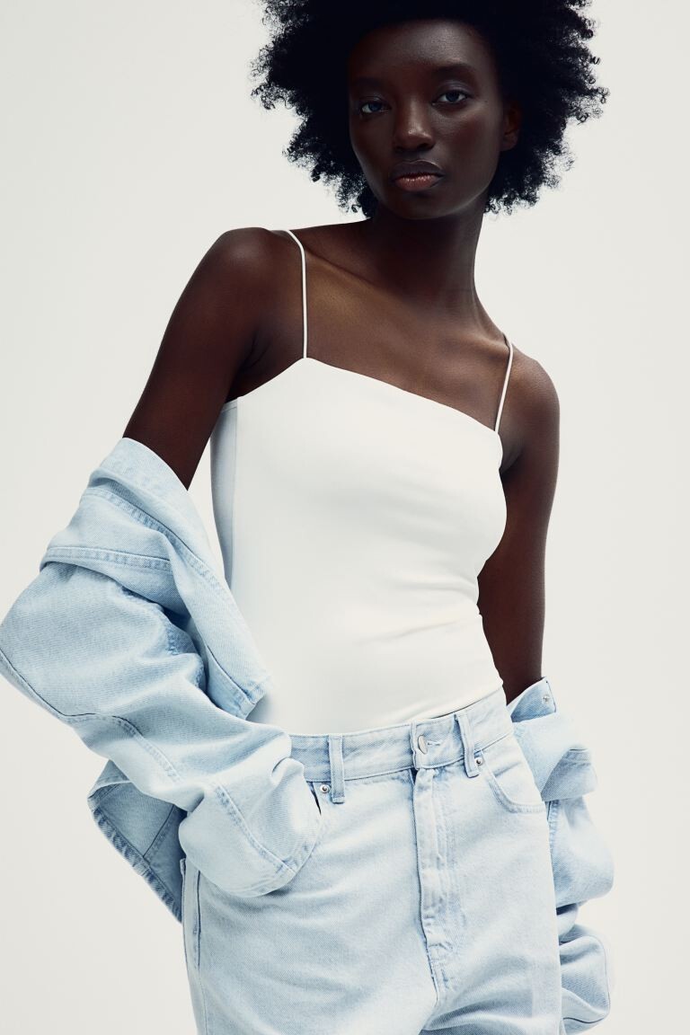 

Боди на тонких бретельках H&M, белый