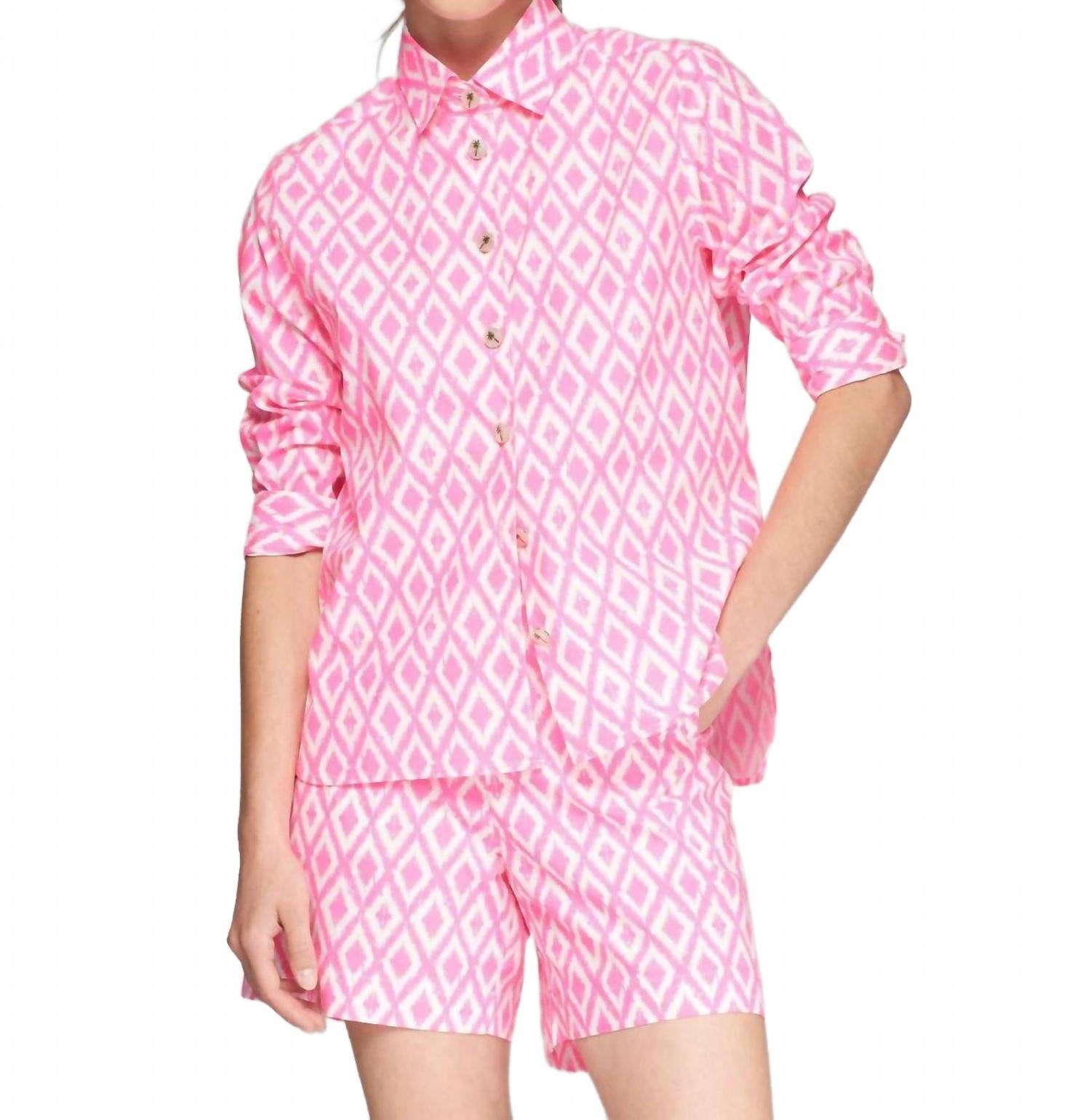 

Рубашка Sandra Ikat в розово-синем цвете Vilagallo, розовый/темно-синий