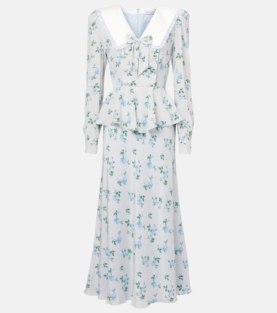 

Шёлковое сатиновое макси-платье Alessandra Rich, Grey-Pale Blue