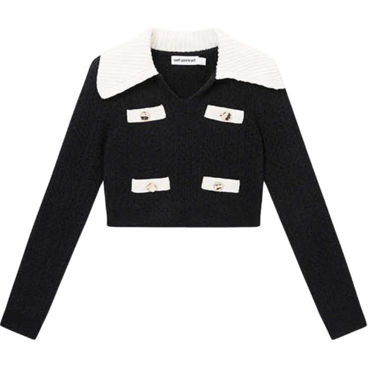 

Свитер с принтом Self-portrait, черно-белый