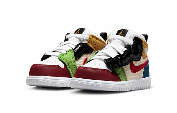 Кроссовки (TD) Air Jordan 1 Mid ALT SE 'Pearl White Gym Red', белый — фото 3