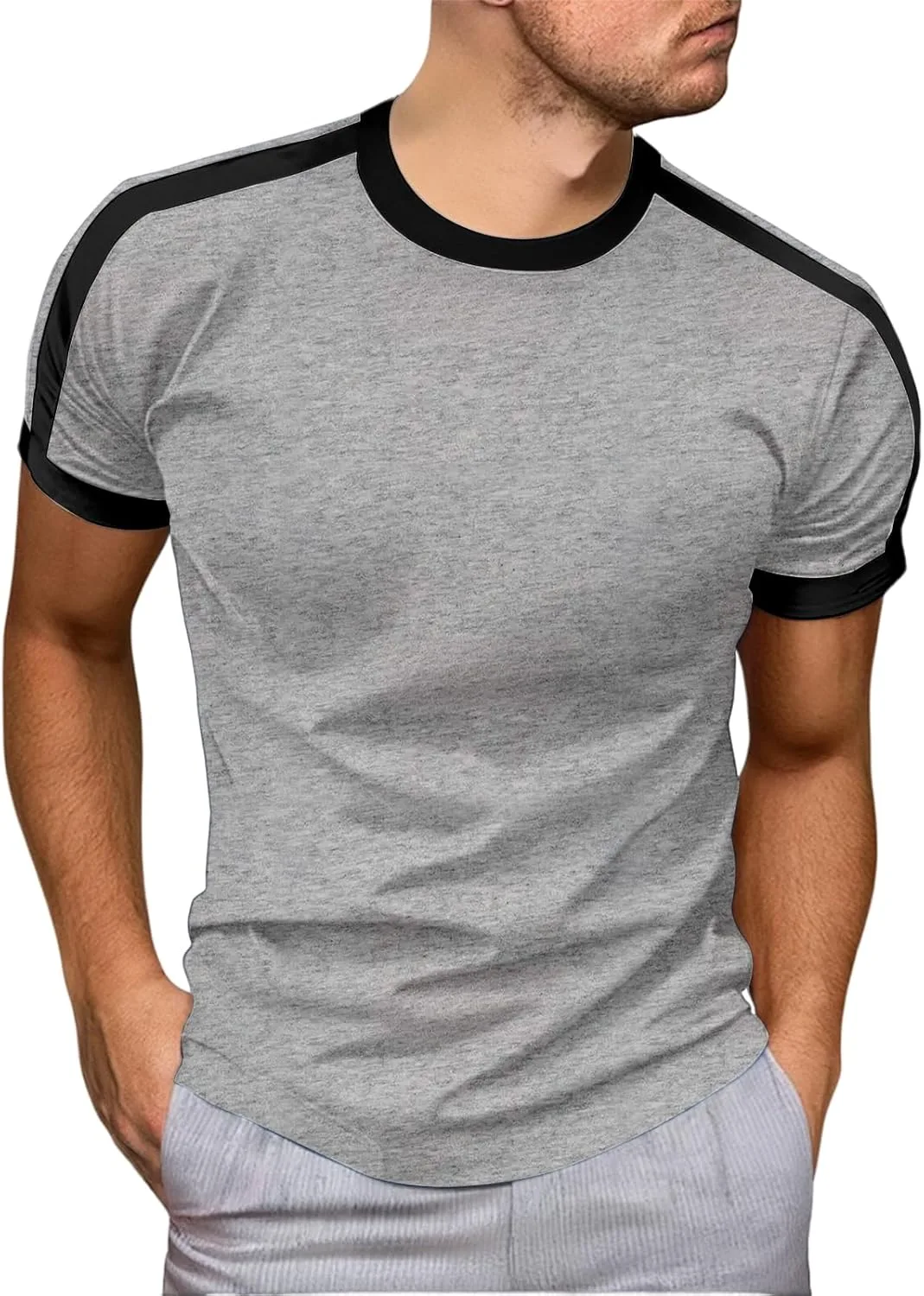 

Футболка для мужчин Athletic Shirts, Crew Neck, Quick Dry, Patchwork Color Thatrich