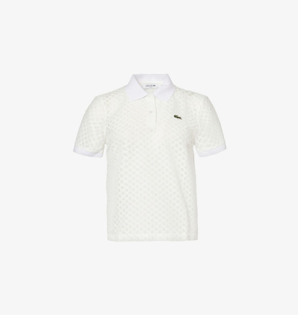 

Футболка-Поло из сетки с короткими рукавами и аппликацией логотипа Lacoste, белый