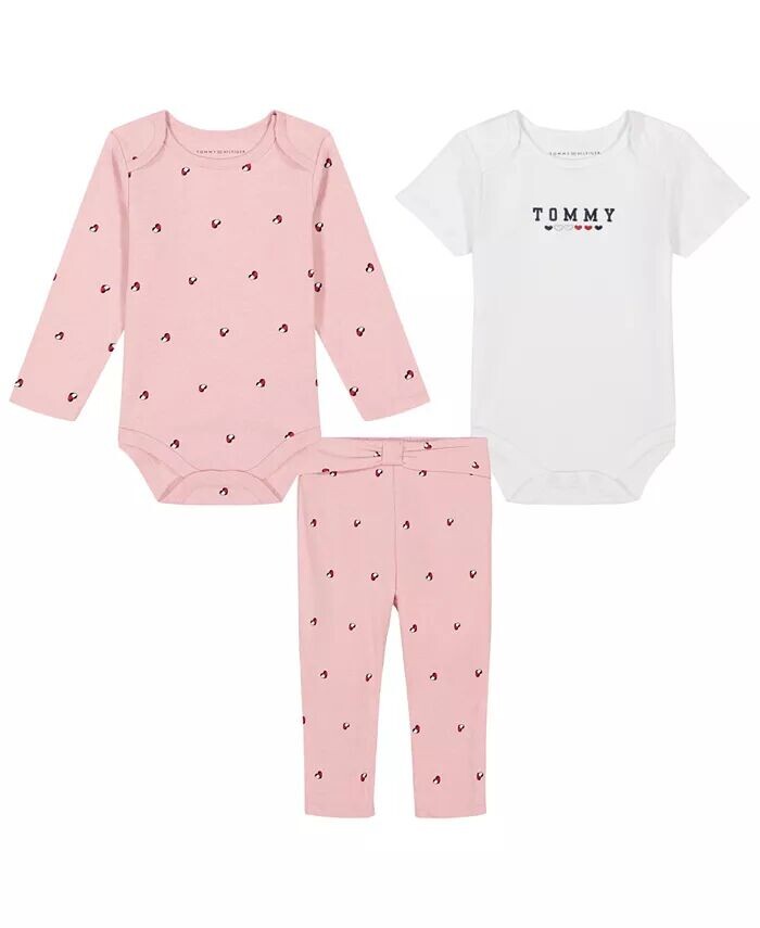

Комплект из 2 боди с логотипом для девочек, трикотажные штаны с завязками Tommy Hilfiger