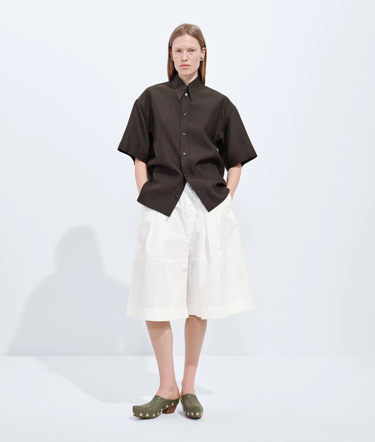 Кюлоты из плотного хлопкового твила BOTTEGA VENETA, белый