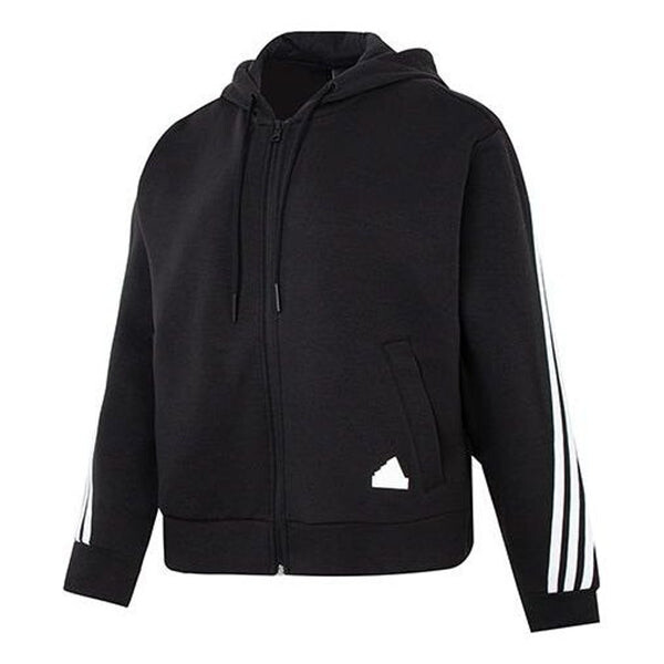 

Толстовка future icons 3-stripes full-zip hoodie 'black white' Adidas, черный