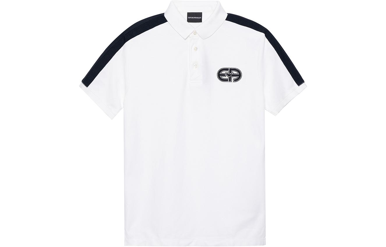 

Футболка поло мужская белая темно-синяя EMPORIO ARMANI