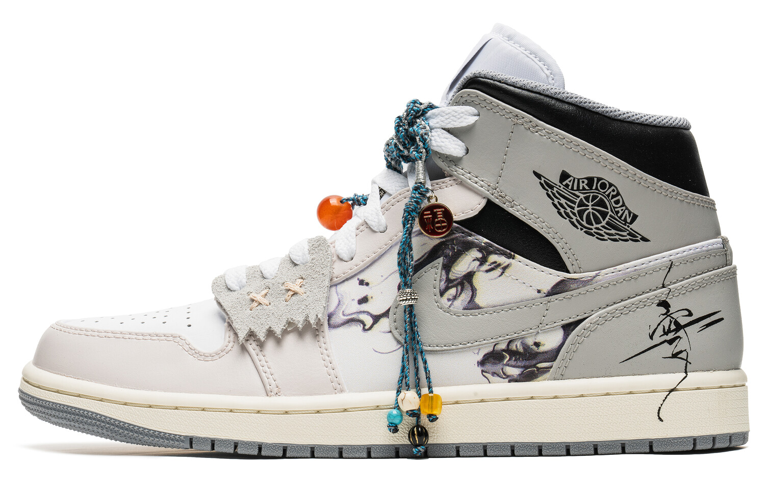 

Кроссовки Air Jordan 1 Vintage Basketball Shoes Men Mid-Top Gray White