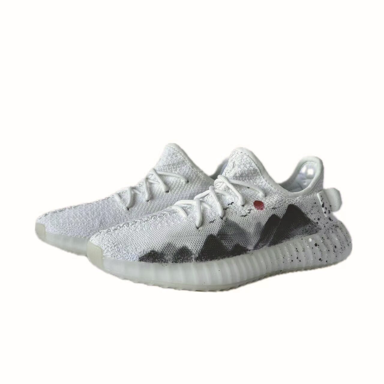 Кроссовки adidas originals Yeezy Boost 350 Lifestyle Shoes Unisex Low-top Black/White/Red, белый — фото 3