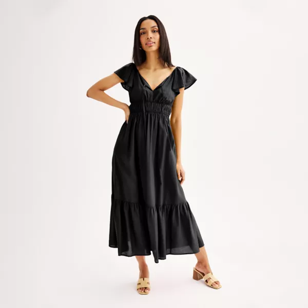 

Женское макси-платье с воланами на рукавах Nine West, черный