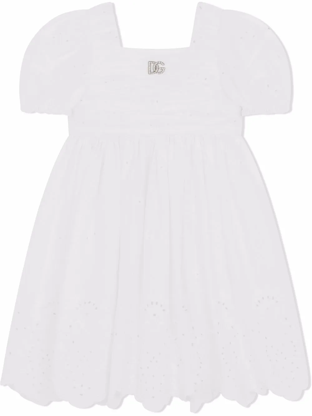 

Поплиновое платье с английской вышивкой Dolce & Gabbana Kids, белый
