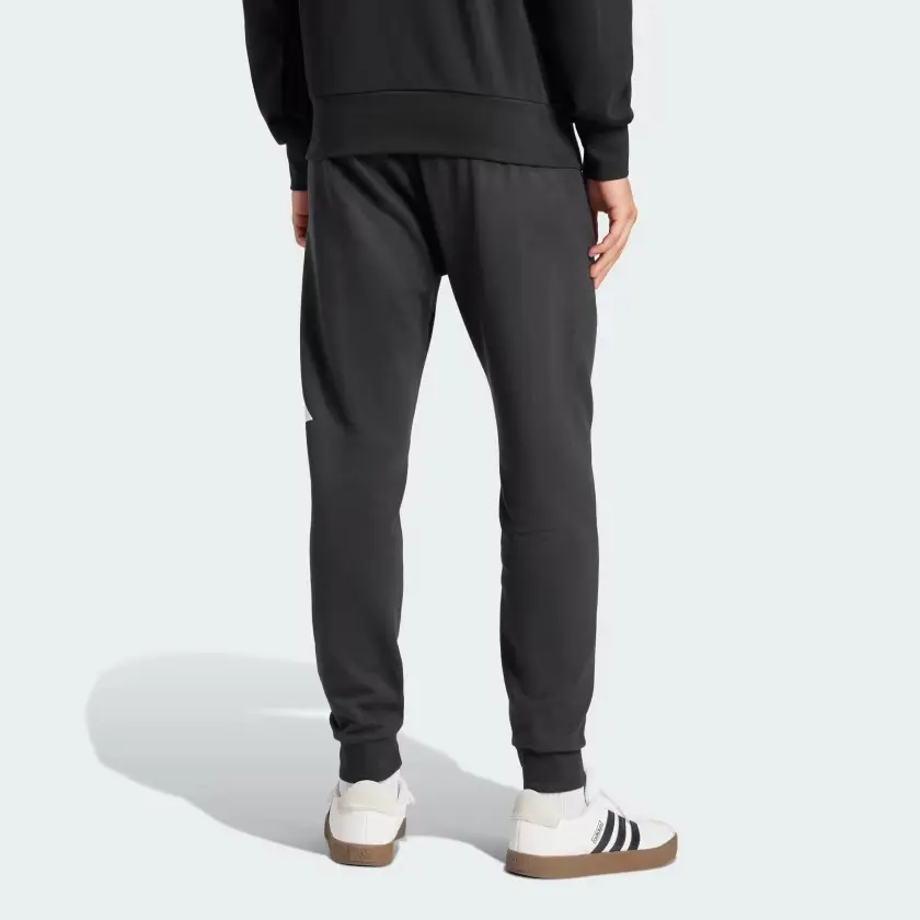 Adidas ЭССЕНШИАЛЗ SS25 Спортивная одежда Спортивные штаны с большим логотипом French Terry Мужские Black/White — фото 3