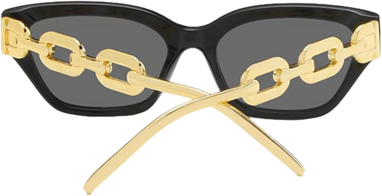 

Популярные модные солнцезащитные очки «кошачий глаз» для женщин, ретро, ​​с цепочкой на дужках, для мужчин, панк, с защитой от УФ-излучения UV400 HHZZYVY, White Gray