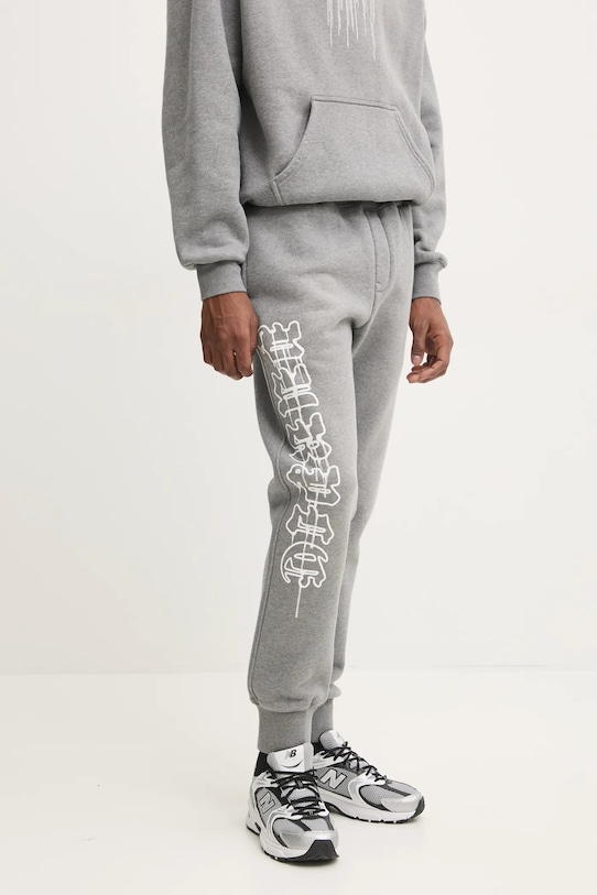 

Хлопковые спортивные брюки HWT FLEECE JOGGER Purple Brand, серый
