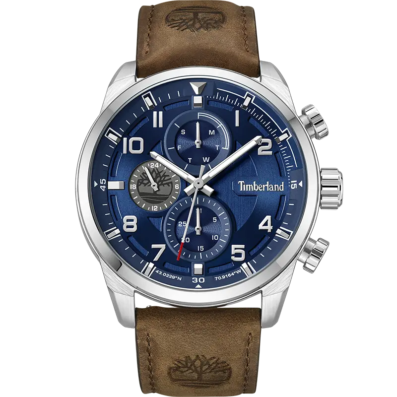 

Timberland Часы Henniker II Collection Wrist Watch Quartz Movement Leather Strap Beige Watch Dial Men's Watch, Blue (TDWGF2201106)
