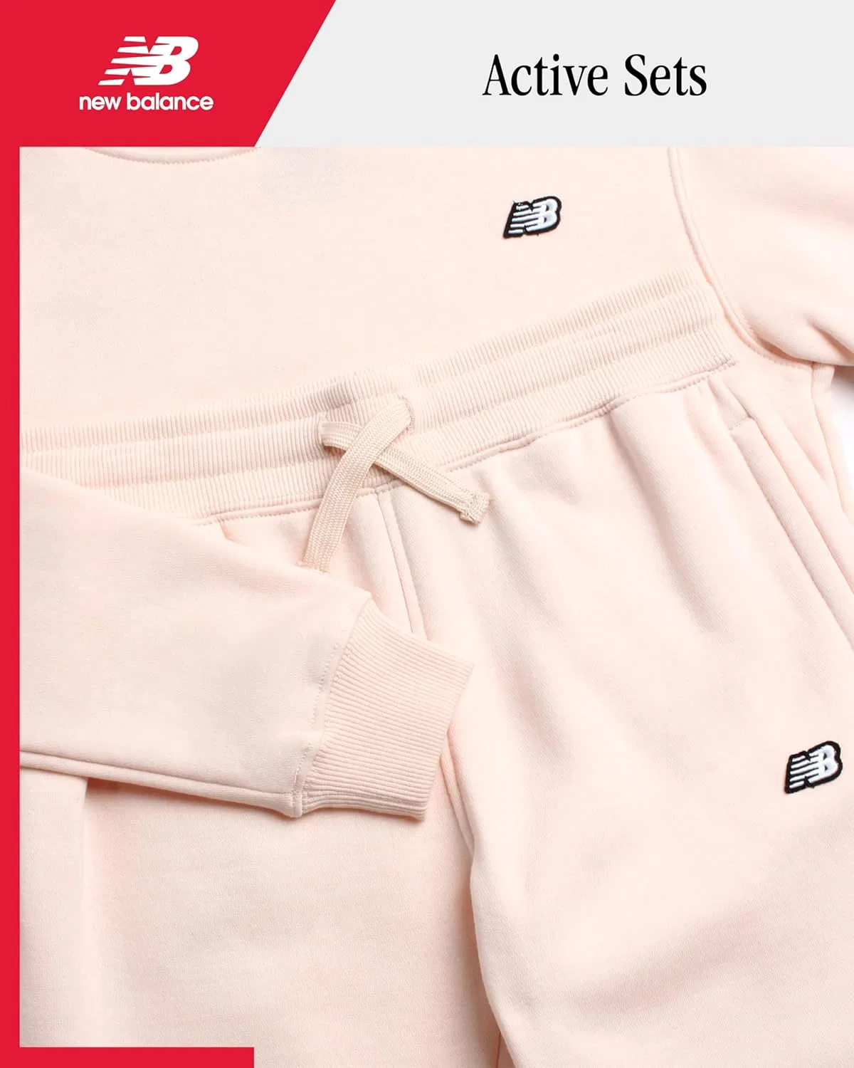 Спортивный костюм флисовый New Balance, 2 предмета, розовый — фото 2