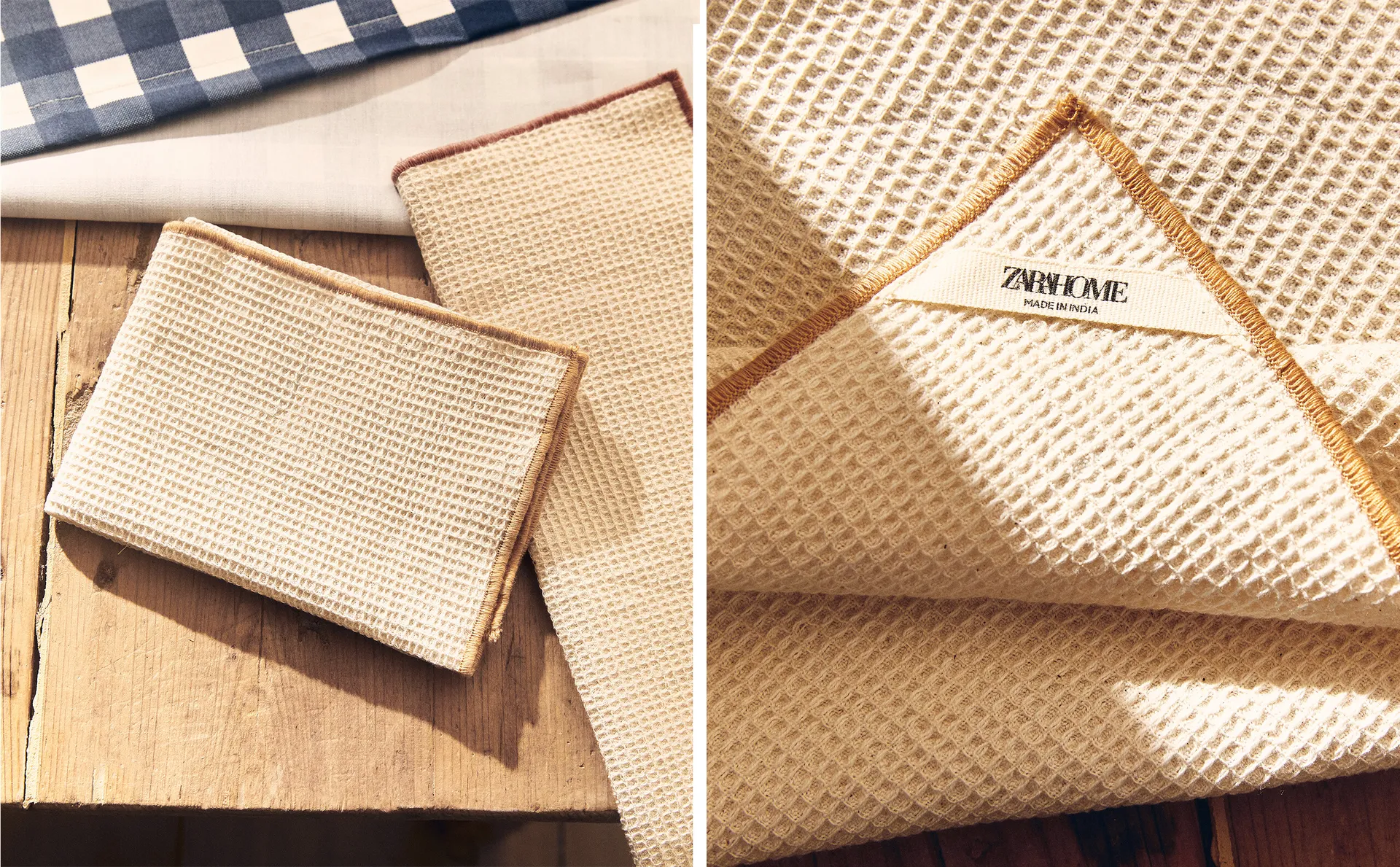 

Вафельные чистящие кухонные полотенца (2 шт. в упаковке) Zara Home, цвет Cream