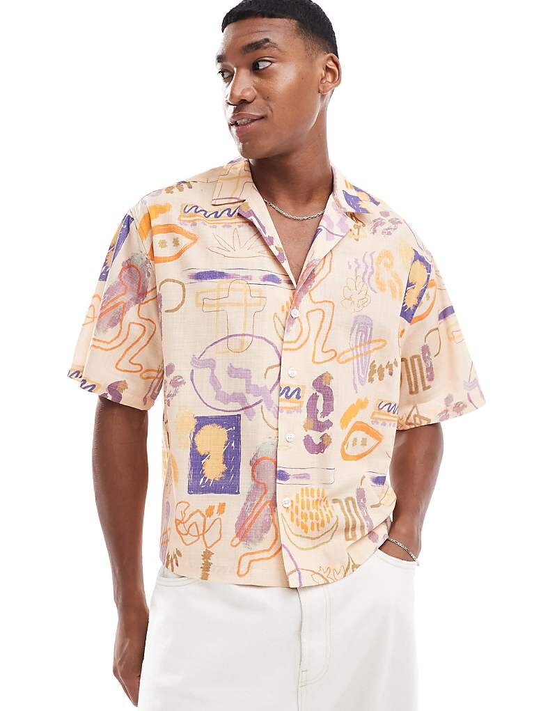 

Рубашка свободного кроя нейтрального принта ASOS DESIGN