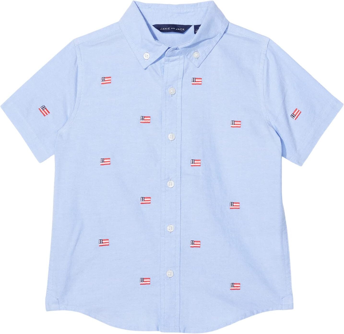 

Рубашка Janie and Jack Flag Embroidered Oxford Button-Up, цвет Multicolor