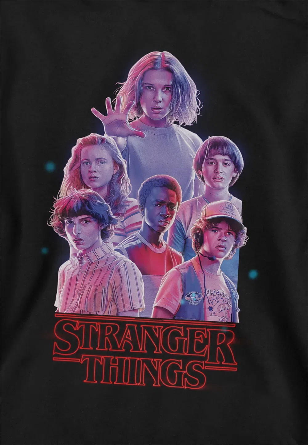 Детский худи Stranger Things с принтом, черный, черный — фото 2