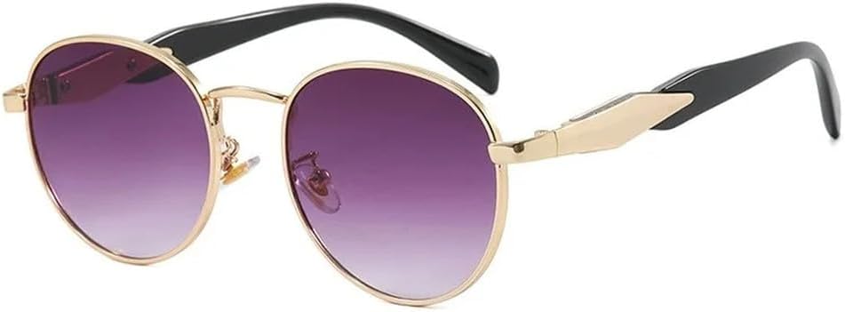 

Винтажные круглые металлические солнцезащитные очки для женщин, модные ретро-очки для женщин, стильные очки для мужчин с защитой от УФ-излучения UV400 HYYZZC, Gold Gradient Purple
