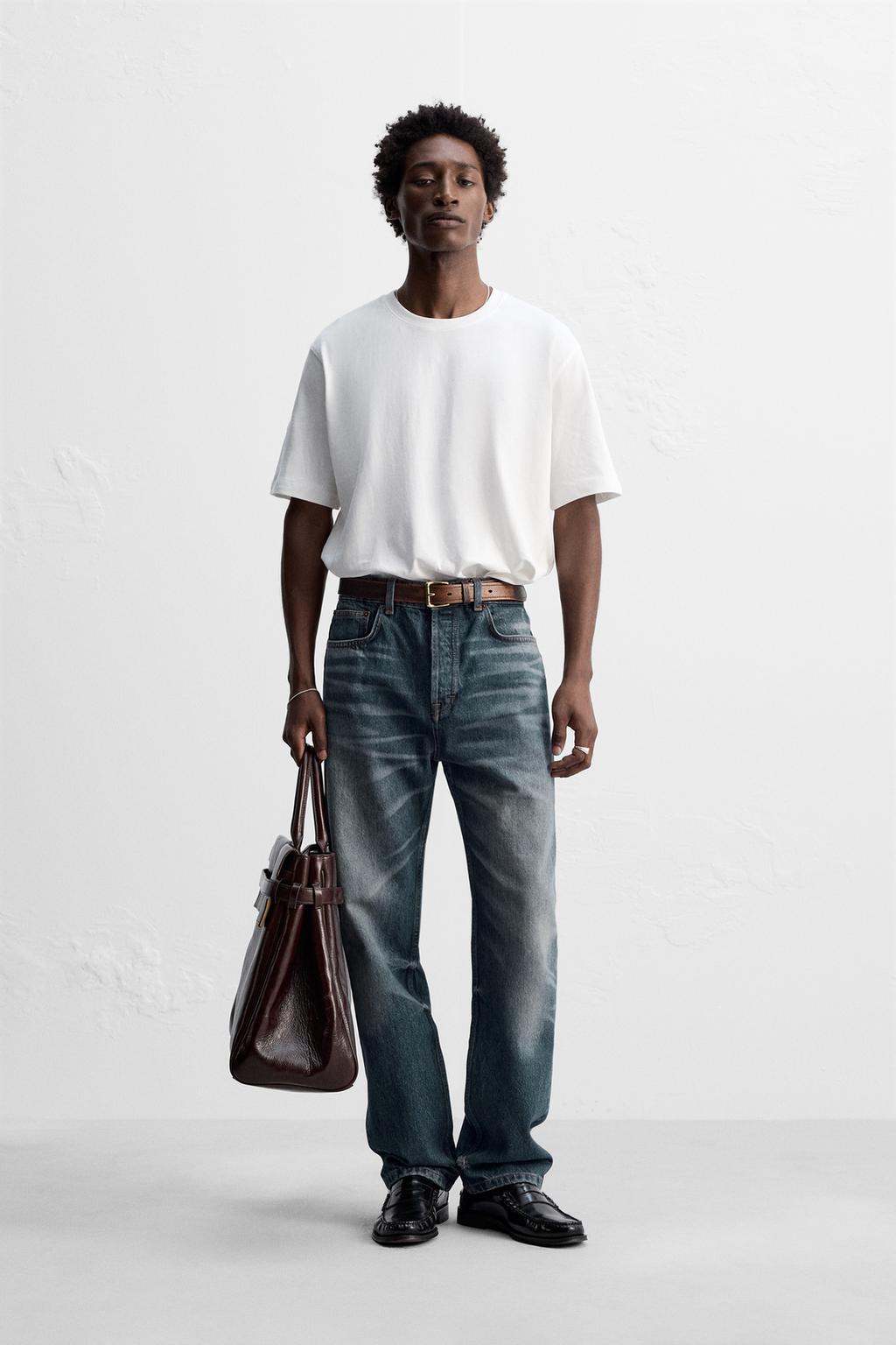 

Джинсы с прямой посадкой по щиколотку ZARA, синий