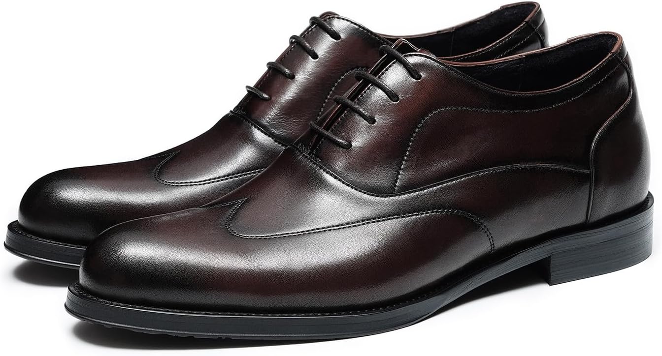 

Мужские классические туфли Santimon из натуральной кожи, оксфорды с декоративной перфорацией типа «вингтип» - модные, удобные туфли на шнуровке, классические дерби для выпускного, свадьбы, офиса и официального бизнеса, коричневый