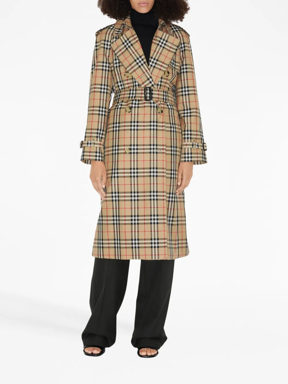 Тренч Burberry, женский, нейтральный, клетчатый — фото 2