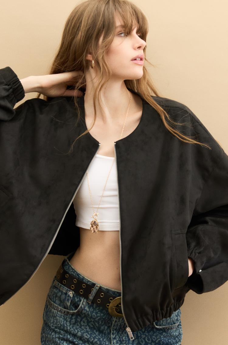 

Куртка-Бомбер из искусственной замши Pull And Bear, коричневый