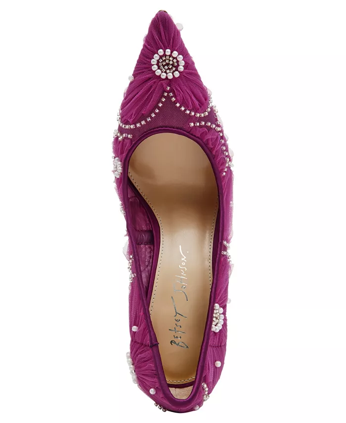 Женские туфли-лодочки Roxie с тюлевым верхом и цветочной аппликацией Betsey Johnson, розовый — фото 4