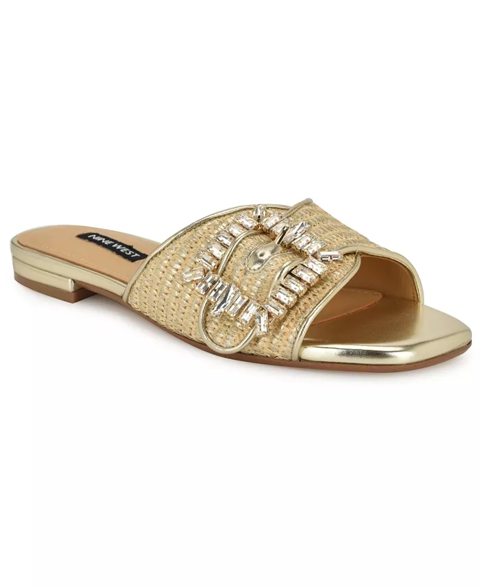 Женские плоские шлепанцы Laniey с декоративными элементами Nine West, золотой